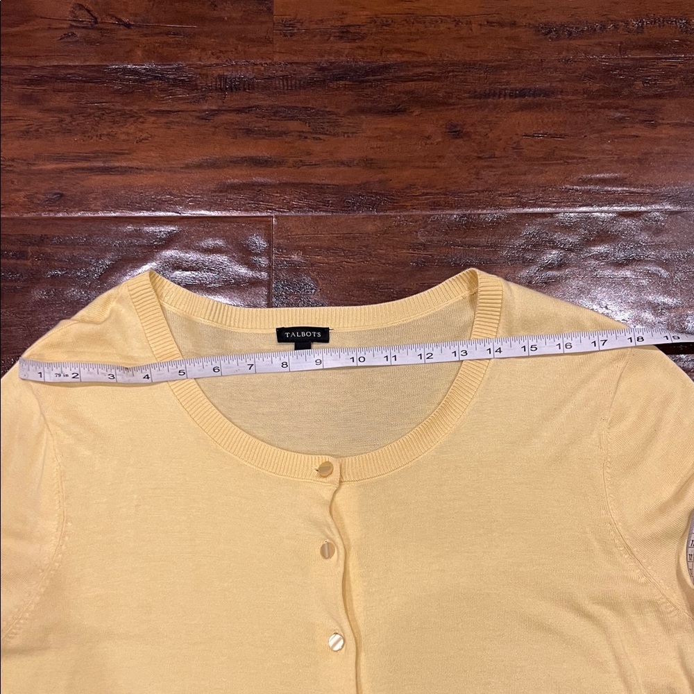 Talbots Pastel Lightweight Pastel Yellow Button-Down 3/4 Sleeve Cardigan Size XL - Picture 8 of 9